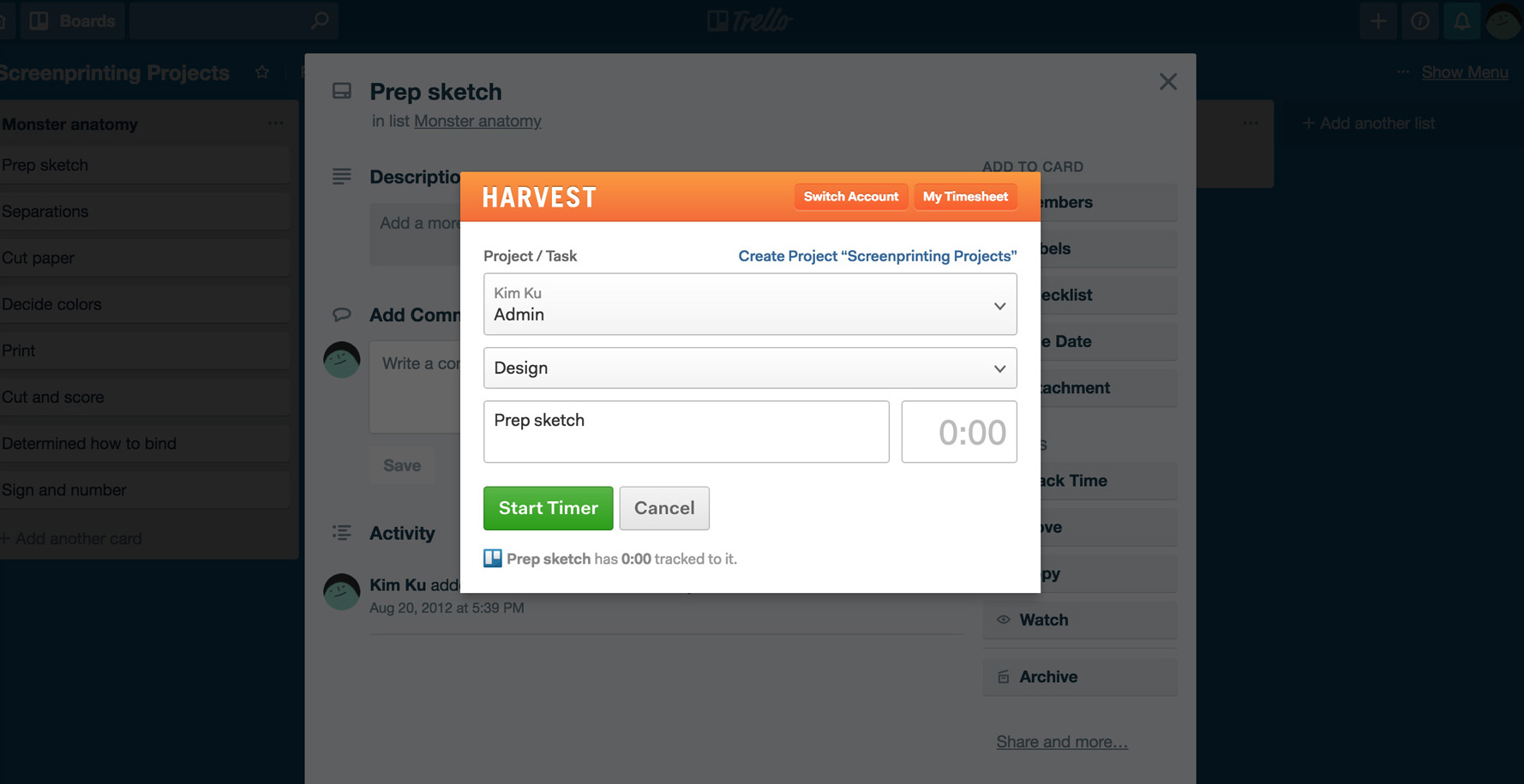 chrome extension harvest app